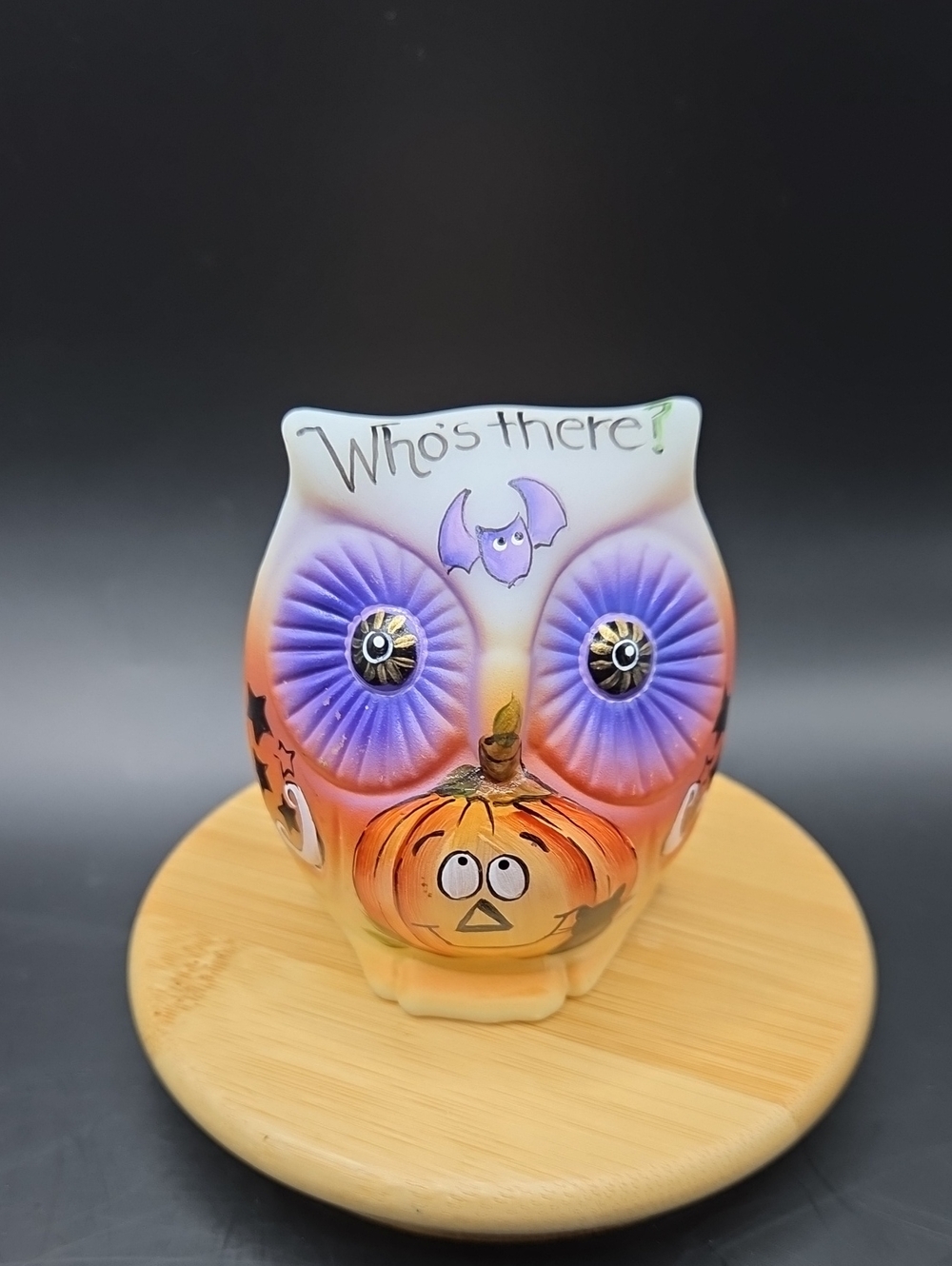 Fenton Art Glass Halloween Owl "Who's There?"  Limited Edition